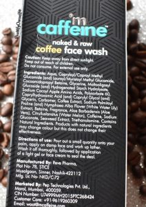 ingredients of mcaffeine face wash