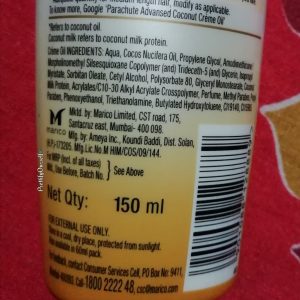 ingredients of parachute cream oil